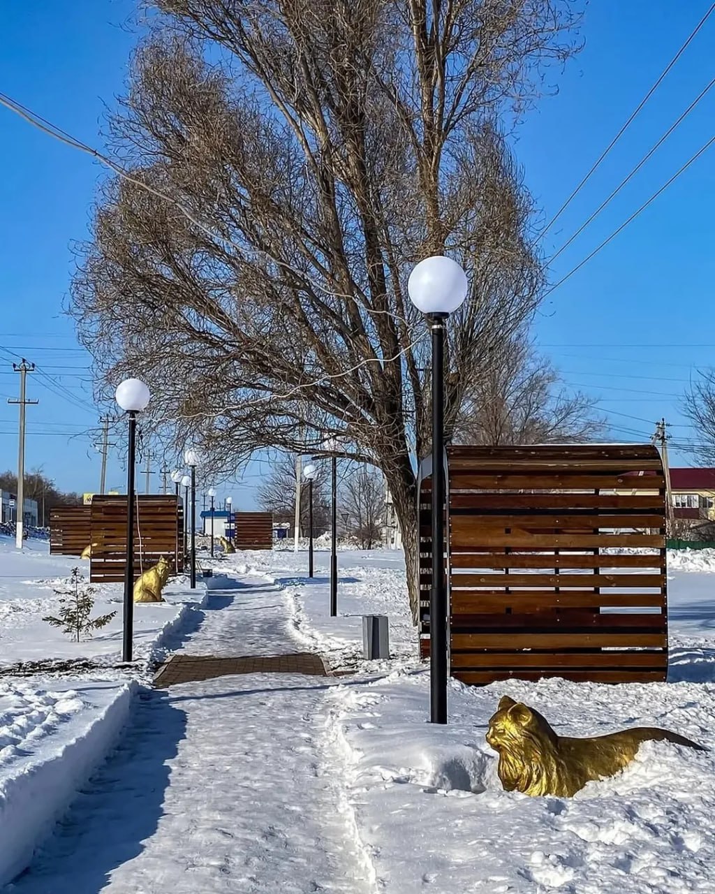 Аллея кошек в селе Кошки